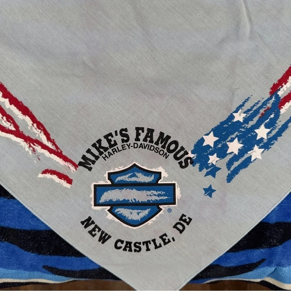 Y2K 03 VTG Harley-Davidson Gray “Freedom” Bandana with Red White and Blue 🇺🇸